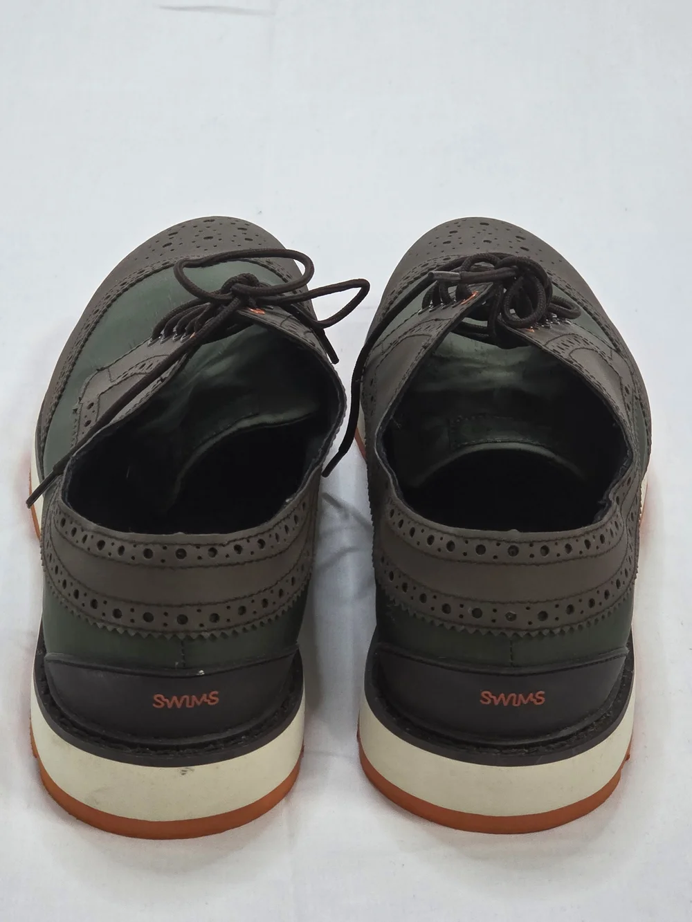 SWIMS Charles Wingtip Brogue‎ Shoes Olive Green Brown Water Resistant Men’s Sz 9